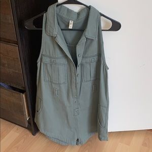Army green romper by Spell